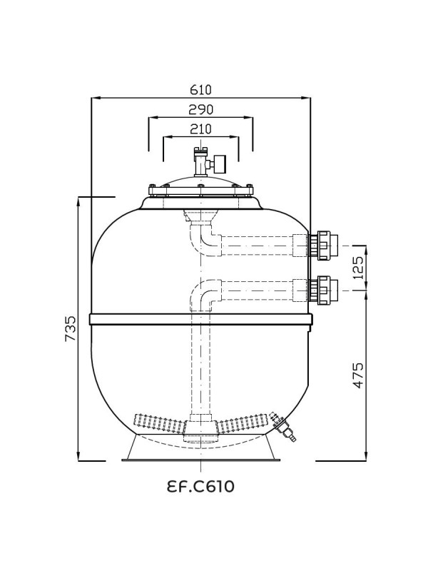 Фильтр Evo Cosmo, d= 610 мм, DN40, засыпка - 400 мм, H = 735 мм, звезда, без кл.