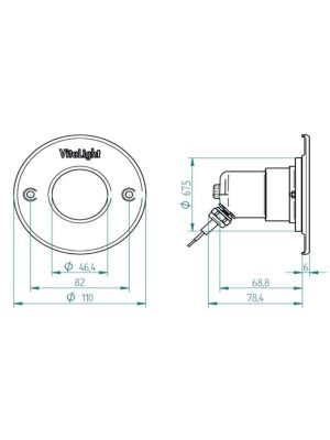 Прож. 3 Power LED 3.0, 10,8 Вт, 24В DC, круг 110 мм, V4A, красный, 5 м кабель 2x0,75 мм2