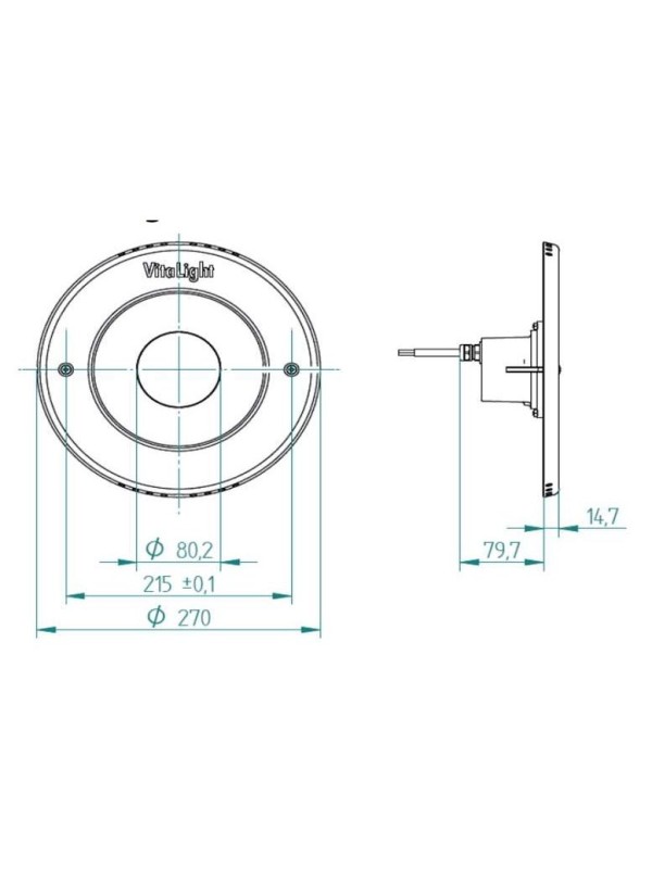 Прожектор 16/4 Power LED 3.0, 43 Вт, 24В DC, круг 270 мм, V4A, монох. 3000K, 5 м каб. 2x1,5 мм2, RG